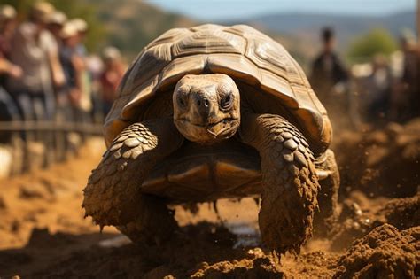 Premium AI Image | The slow and steady tortoise triumphs in the races first place