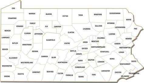 Map of Pennsylvania Counties