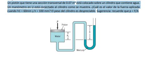 Solved Un pistón que tiene una sección transversal de 0.07 | Chegg.com