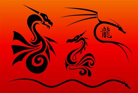 9 Chinese Dragon Vector Art Images - Black and White Japanese Dragon ...