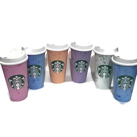Starbucks Reusable Hot Cup Collection Pack Of 6 W/Lids 16 oz Summer 2019 - Walmart.com - Walmart.com