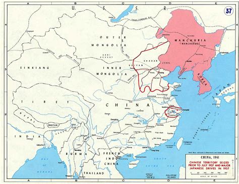 [Map] Map marking major Japanese campaigns in China in 1937 | World War ...