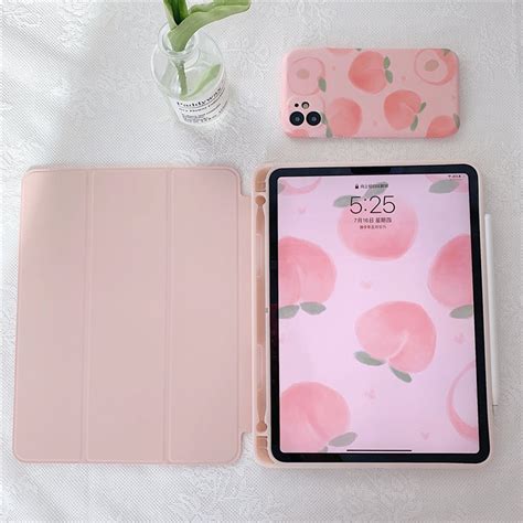 Summer pink peach cute iPad case with pencil holder for | Etsy