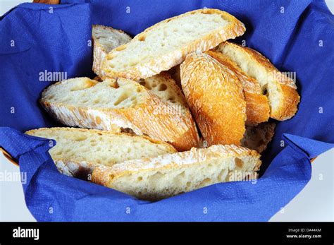 Sliced Ciabatta bread in a bread basket Stock Photo - Alamy