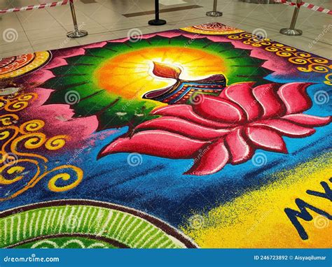 Attractive Deepavali Kolam Design. Built Using Colored Rice by Experts and Its Design is Based ...