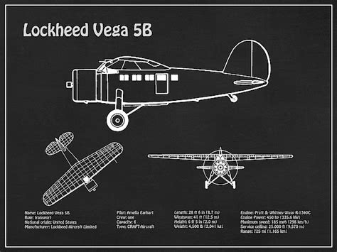 Lockheed Vega 5b - Airplane Blueprint. Drawing Plans for the Lockheed ...