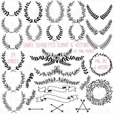 Laurel Silhouettes Clipart Clip Art Laurel Wreath Leaf Clip - Etsy