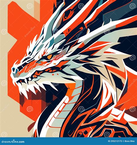 Dragon Head. Vector Illustration in a Flat Style. Suitable for Printing on Fabric and Paper ...