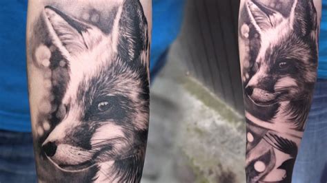 Fox and deer realistic tattoo - YouTube