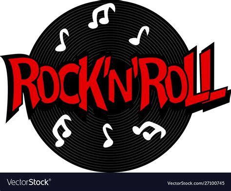 Rock n roll lettering with vinyl Royalty Free Vector Image