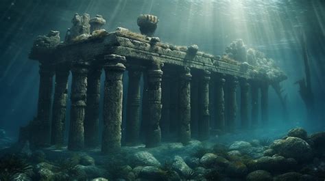 Premium Photo | Ruins of the atlantis civilization underwater ruins