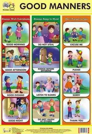 Good Manners and Right Conduct | Manners chart, Manners preschool, Manners for kids