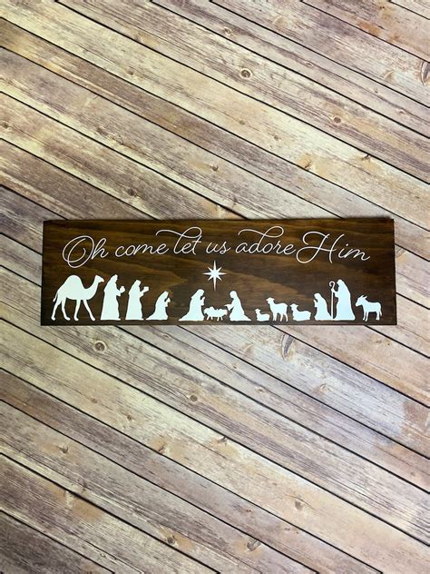 Oh Come Let Us Adore Him Sign Nativity Scene Wood Sign | Etsy