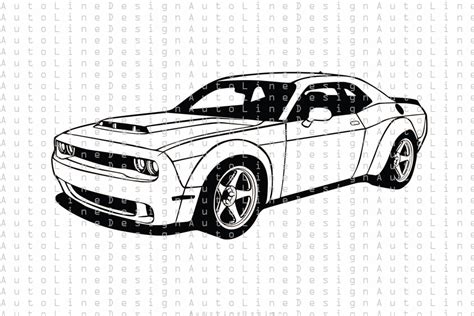 Dodge Challenger SRT Demon Hellcat Svg Pdf Dxf Png Eps | Etsy