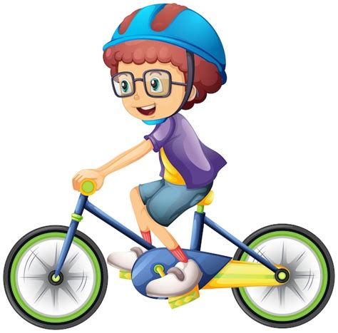 Free Vector | A boy riding a bicycle cartoon character isolated on white