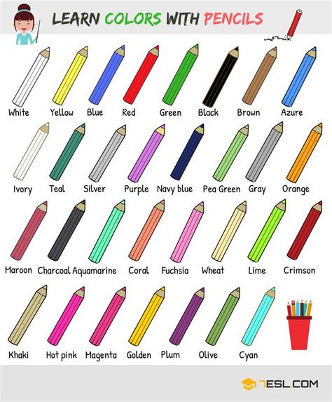 Color Names: List of Colors/ Colours in English with Images • 7ESL ...