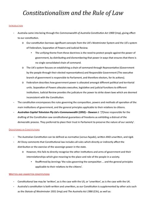 Constitutionalism - Principles of Public Law - Constitutionalism and the Rule of Law I ...