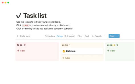 Notion Task List Template