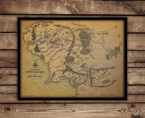 Middle Earth Map - Lord Of The Rings Print - Hobbit Fantasy Map - Lotr - Erebor – Poster ...