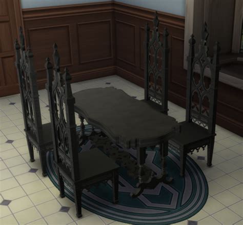 Gothic Dining Table and Chair | Sims house, Sims 4 cc furniture, Sims 4