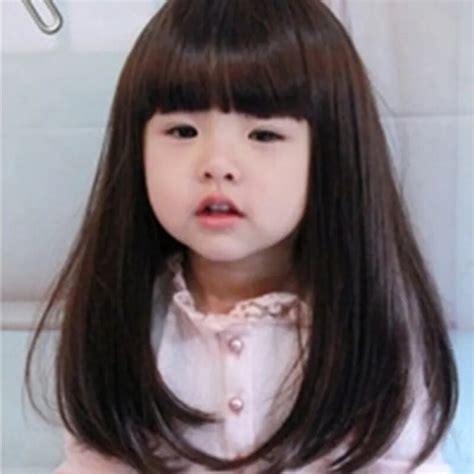 Freeshipping Beautiful Baby Long Straight Hair Neat Bangs Wig Gentle Princess Girl of Children ...