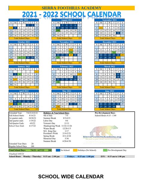 Foothill Calendar 2022 - March Calendar 2022