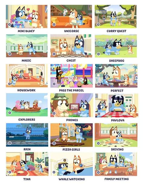 Printable Bluey Episode Picture List - Imgur Episodes, Imgur, Kid Stuff ...