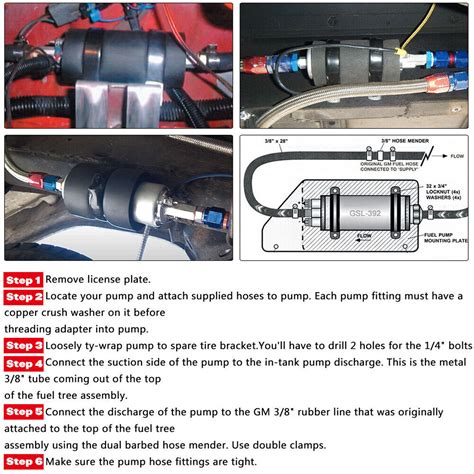 Walbro TI 255LPH Inline LS Swap High Pressure EFI Fuel Pump w/Install Kit GSL392 - The Light ...