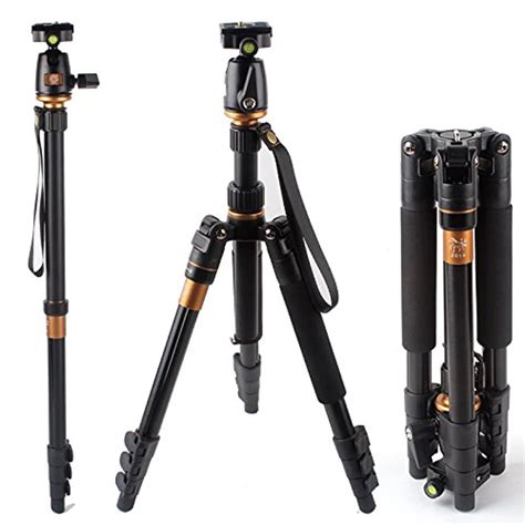 DSLR Camera Tripod Professional Portable Travel Compact Monopod With Ball Head Adjustable Legs ...