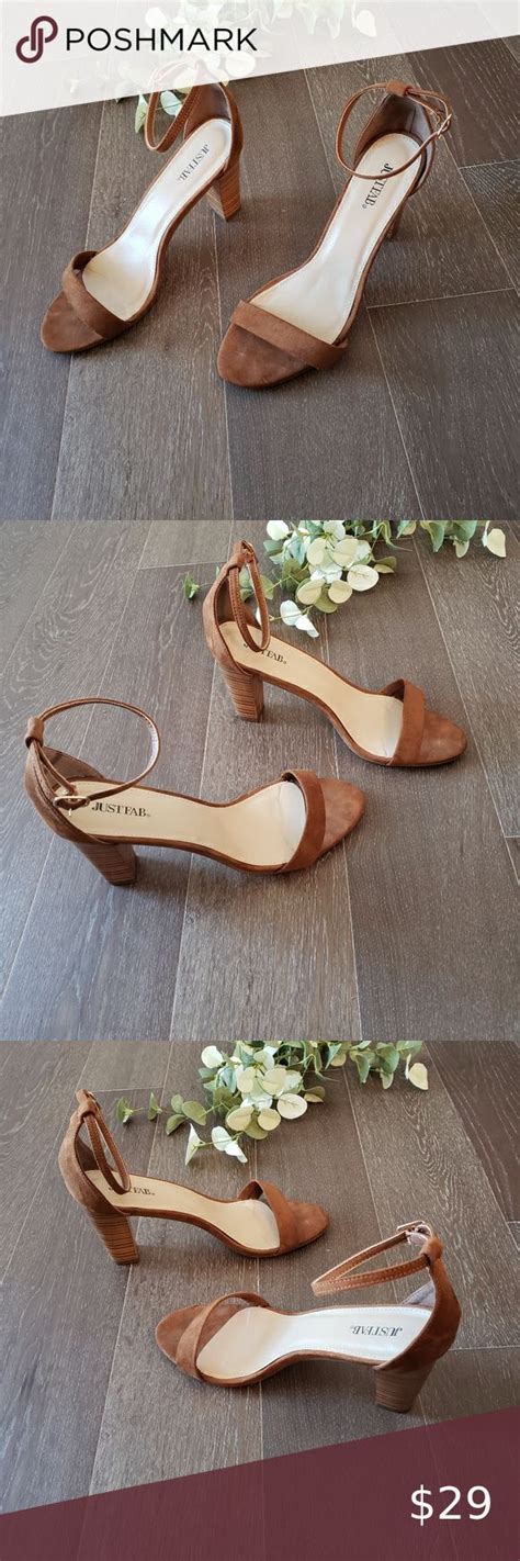 JustFab Masha Faux Suede Block Heel Sandals JustFab Masha Brown Faux Suede Block Heel Sandals ...