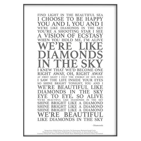 Diamonds Song Lyrics Print Official Licensed Print Poster - Etsy UK