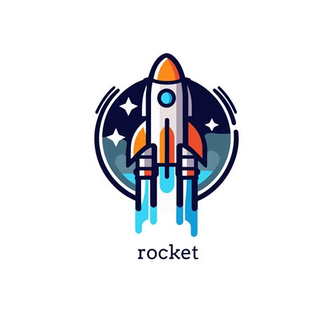 Rocket launch logo template. Vector illustration of a rocket in flat ...