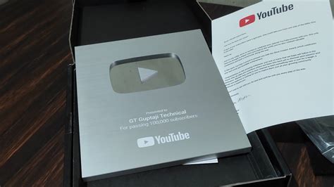 YouTube Silver Play Button Unboxing | YouTube Creator Award (For 100K Subscribers) Unboxing ...