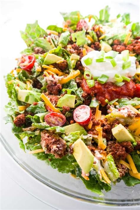 Healthy Taco Salad (Low Carb, Gluten-free) - This easy, gluten-free, low carb, and healthy taco ...