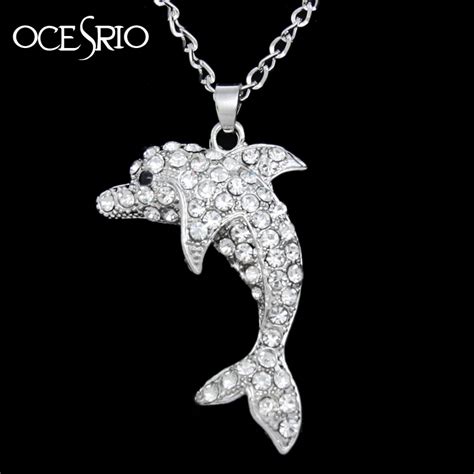 Aliexpress.com : Buy OCESRIO Silver Crystal Dolphin Necklace Pendant ...