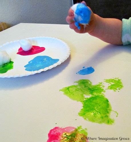 Painting with Cotton Balls For Kids | Spring toddler crafts, Toddler ...