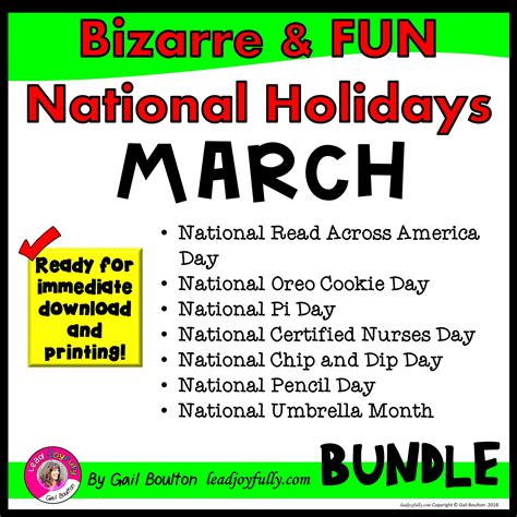 Bizarre and FUN National Holidays to Celebrate your Staff (MARCH BUNDLE) | Lead Joyfully