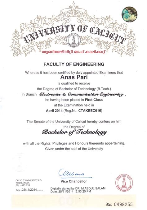 B.tech Engineering Certificate