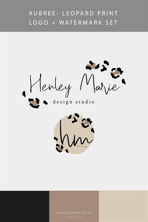 AUBREE Leopard Print Logo Template Instant Download Premade - Etsy