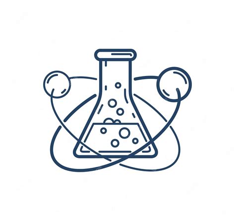 Premium Vector | Chemical flask and atom vector simple linear icon ...