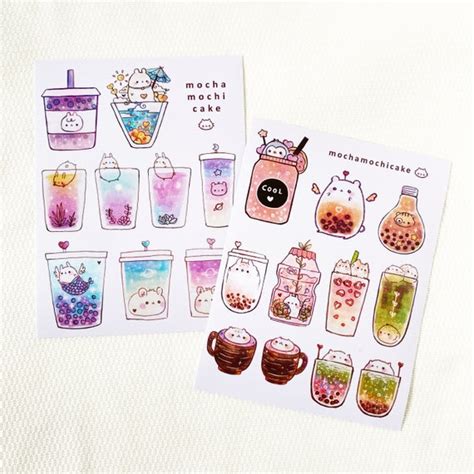 Cute Animal Drinks 2 Sticker Sheet/laptop Stickers/ Cute - Etsy