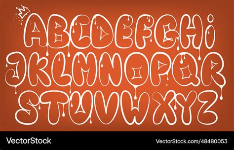 Graffiti alphabet bubble letters outline Vector Image