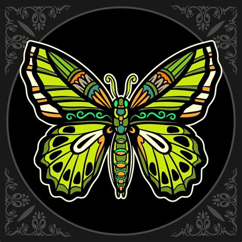 Colorful Beautiful butterfly mandala arts. isolated on black background 11922258 Vector Art at ...