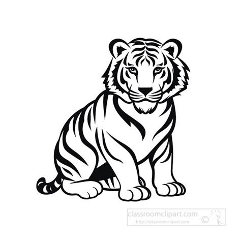 Animal Outline Clipart-baby tiger black outline clip art