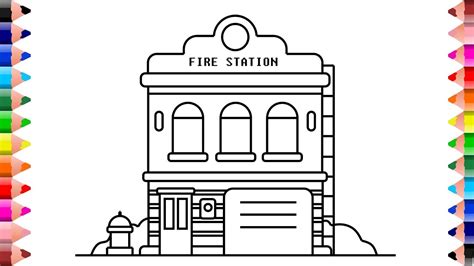 How to draw fire station - Fire station drawing and coloring - YouTube