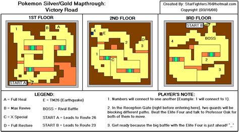 Pokémon Gold/Silver Victory Road Map (GIF) - StarFighters76 - Neoseeker Walkthroughs