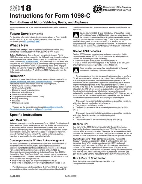 IRS Form Instruction 1098-C 2018 - 2019 - Printable & Fillable Sample in PDF