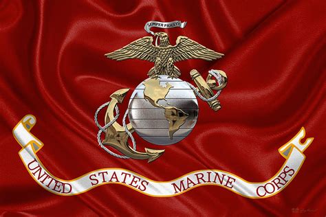 U. S. Marine Corps - U S M C Eagle Globe and Anchor over Corps Flag Digital Art by Serge ...