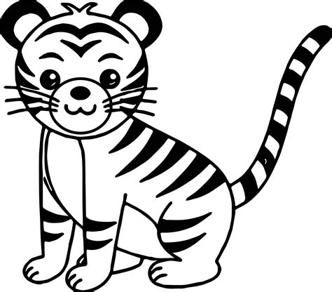 Tiger Coloring Cartoon : Cartoon Clipart Of An Outlined Cute Sleeping ...