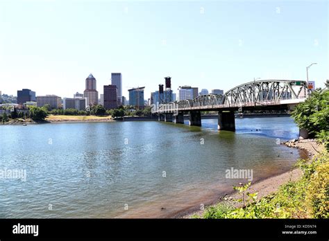 Downtown Portland at Hawthorne Bridge Stock Photo - Alamy